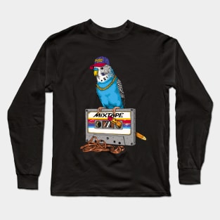 Cool Budgie with a Cassette Long Sleeve T-Shirt